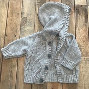 Gray Cable Knit Cardigan